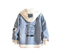 Anime Spy x Family Anya Forger Faux Deux Vestes en Jean Yor Forger Cardigan décontracté à Manches Longues Loid Forger Vestes à Capuche pour Femmes et Hommes