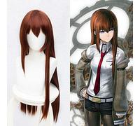Anime Steins Gate Makise Kurisu Christina Assistant Auburn Droite 80cm Longue Droite Synthétique Cheveux Cosplay Perruque + Casquette de perruque