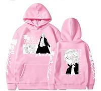 Anime Sweatshirts Tokyo Revengers Manjiro Sano Hoodies Hommes Sweat à Manches Longues à Capuche pour Hommes Hip Hop vêtements (Rose,XL)