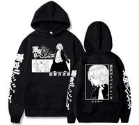 Anime Sweatshirts Tokyo Revengers Manjiro Sano Hoodies Hommes Sweat à Manches Longues à Capuche pour Hommes Hip Hop vêtements (Noir,M)