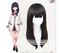 Anime Takarada Rikka Cosplay Wig SSSS.GRIDMAN Black Long Straight Synthetic Hair + Wig Cap