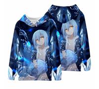 Anime That Time I Got Reincarnated as a Slime Cartoon Print Hoodie Sweatshirt for Manga Rimuru Fans Cosplay Gift, Blue 1, S, Bleu 1, S