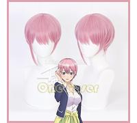 Anime The Quintessential Quintuplets Ichika Nakano Perruque de cheveux synthétiques courts Rose + bonnet de perruque pour fille