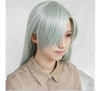 Anime The Seven Deadly Sins Elizabeth Liones Cosplay Wig Long Light Gray Green Heat Resistant Synthetic Hair Wigs + Wig Cap