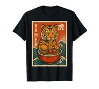 Anime Tigre Ramen Japonais Kawaii Graphique Amusant Unisexe T-Shirt