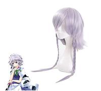 Anime Touhou projet Ow Reaper Genderbend Izayoi Sakuya argent gris tressé Cosplay perruque Halloween fête Costume perruques + bonnet de perruque