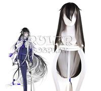 Anime Touken Ranbu en ligne Juuzumaru Tsunetsugu Cosplay perruque noir gris blanc dégradé 130 cm droite synthétique cheveux Costume perruques KUZZ9568
