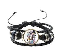 Anime Undertale Sans Bracelet Fantôme Jeu Vidéo Art Image Dome Verre Cuir Noir Bracelets pour fans de jeux Bijoux Cadeaux, 20 mm, Verre