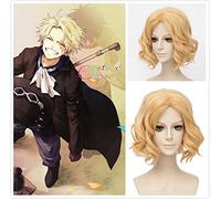 Anime Une Pièce Sabo 30 Cm Doré Bouclés Ondulés Courts Cheveux Synthétiques Résistance À La Chaleur Halloween Chapeaux Cosplay + Casquette De Perruque Gratuite