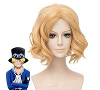 Anime une pièce Sabo Cosplay perruque 30 cm doré bouclés résistance à la chaleur fibre synthétique Pelucas Costume perruques ALS