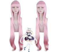 Anime vanille NEKOPARA Cosplay perruque 100 cm rose résistant à la chaleur cheveux synthétiques vanille Cosplay perruques NEKOPARA vanille perruque 737