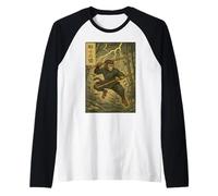 Animé Vintage Martial Singe Warrior Ancient Combat Energy Manche Raglan