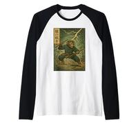 Animé Vintage Martial Singe Warrior Ancient Combat Energy Manche Raglan