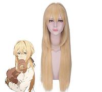 Anime Violet Evergarden perruque longue droite Blonde résistant à la chaleur cheveux synthétiques Perucas Cosplay perruques + bonnet de perruque PL-050