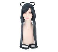 Anime Vocaloid Luo Tianyi Cosplay perruques Double longues queues de cheval droites noir vert mélange Hatsune Miku perruque de cheveux synthétiques PL-102