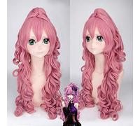Anime Vocaloid RUKA Cosplay Costume perruque rose longs bouclés cheveux synthétiques Halloween fête femme perruques avec queue de cheval griffe PL-019