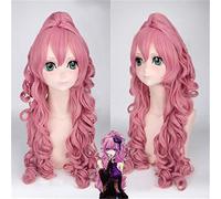 Anime Vocaloid RUKA Cosplay Costume perruque rose longs bouclés cheveux synthétiques Halloween fête femme perruques avec queue de cheval griffe