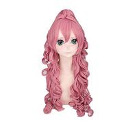 Anime Vocaloid RUKA Long Curly Cosplay Costume Wig Synthetic Hair Pink Halloween Party Woman Wigs With Claw Ponytail