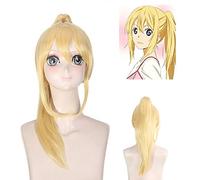 Anime votre mensonge en avril Miyazono Kaori Cosplay perruque cheveux jaunes synthétiques pour Halloween Party longues perruques + bonnet de perruque taille unique PL-633