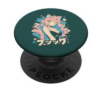 Anime Waifu mignon manga chat fille mignon rétro japonais PopSockets PopGrip Adhésif
