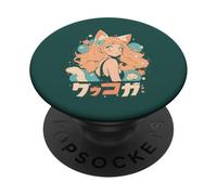 Anime Waifu mignon manga chat fille mignon rétro japonais PopSockets PopGrip Adhésif