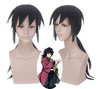 Anime Wig Demon Slayer Kimetsu No Yaiba Tomioka Giyuu Black Ponytail Wig Cosplay Costume Men Women Synthetic Hair Wigs