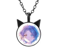 Anime Wonder Egg Priority Collier avec pendentif oreilles de chat pour femme Ohto Ai Cosplay Figurines de dessin animé rondes en verre Bijoux cadeau, Verre