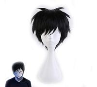 Anime YURI !!! sur ICE Katsuki Yuuri court noir lissé au dos résistant à la chaleur Cosplay Costume perruque + casquette de perruque MZ046