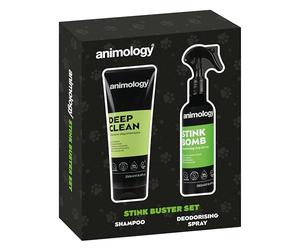 Animology Stink Buster Coffret Cadeau de toilettage pour Chien avec shampooing nettoyant en Profondeur et Spray désodorisant Stink Bomb