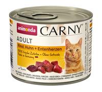 Animonda Carny Adult Bœuf, Poulet & Cœurs de Canard 200gx6