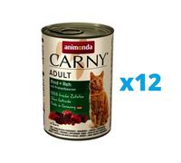 ANIMONDA Carny Combinaison bœuf, cerf et airelles rouges 12 x 400 g