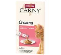 Carny Creamy Snack pour Chat (6 x 15 g) - Friandises de qualité supérieure pour Les gourmets exigeants avec Saumon Tendre et Taurine précieuse de Animonda