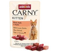 animonda Carny Kitten Bœuf, Veau + Poulet (12 x 85 g) - Nourriture Humide pour Chatons en Croissance - sans céréales ni Sucre - Nourriture Humide pour Chat - avec ingrédients Frais