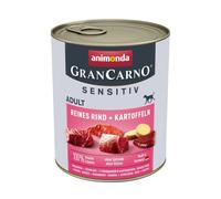 Nourriture pour chien GranCarno Sensitiv Adult d’animonda, nourriture humide pour chien adulte, pur bœuf + pomme de terre, 6 x 800 g