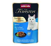 animonda vom Feinsten avec Filets, Nourriture pour Chat Humide avec volaille + Filet de Saumon Noir, 18 sachets (18 x 85 g), Nourriture Humide pour Chats sans céréales, sans Sucre, avec ingrédients