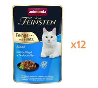 animonda vom Feinsten avec Filets, Nourriture pour Chat Humide avec volaille + Filet de Saumon Noir, 18 sachets (18 x 85 g), Nourriture Humide pour Chats sans céréales, sans Sucre, avec ingrédients