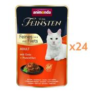 ANIMONDA Vom Feinsten Fines mit Filets Adult Veau et filet de poulet nourriture humide pour chats 24x85g