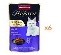 Nourriture Humide pour Chat avec gibier + Filet de Dinde (18 x 85 g), Nourriture Humide pour Chat sans céréales ni Sucre d'animonda, ingrédients Frais et charnus
