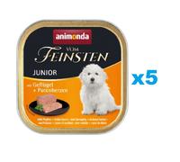 ANIMONDA Vom Feinsten Junior set avec des cœurs de volaille et de dinde 5 x 150 g