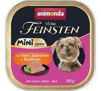 animonda Vom Feinsten Mini Senior Nourriture Humide pour Chien avec Poulet, Lapin et Basilic (32 x 100 g), sans céréales, sans Sucre ni soja, pour Petites Races de Chiens