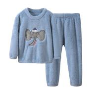 ANIMQUE Bébé Enfant Flanelle Pyjama Set Automne Hiver Chaud Pyjamas Deux Pièces Parents-Enfants Hauts Manches Longues Pantalons Homewear, Bleu 110