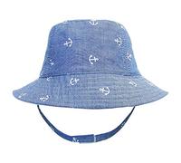 ANIMQUE Denim Chapeau de Pêcheur pour Bébé Enfants Coton Chapeau Soleil Été Printemps Vacances Chapeau Ancre Motif Bleu