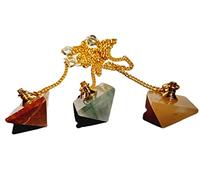 Animus Imperat Lot de 3 pendules pyramides avec chaine dorée