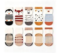 ANINGBOYZTZY 10 Pairs Chaussettes antidérapantes bébé à motifs d'animaux | 10 Paire de chaussettes en coton doux pour 1-3 ans, 5 Style Apprendre à courir et jouer en intérieur, Respiratoire écologique