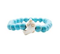 aninu Bracelet Dauphin avec App de Suivi - Adoption Symbolique Dauphin, Bracelet Pierre Naturelle Élastique Amitié Couple Porte-Bonheur Cadeau Femme Homme Enfant, 5 Couleurs