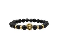 aninu Bracelet Lion & GPS Live Tracking + application - Bracelets de couple pour homme et femme - Bracelet d'amitié comme cadeau pour homme et ami - Bracelet de perles (onyx doré)
