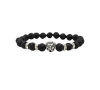 aninu Bracelet Lion & GPS Live Tracking + application - Bracelets de couple pour homme et femme - Bracelet d'amitié comme cadeau pour homme et ami - Bracelet de perles (lave argentée)