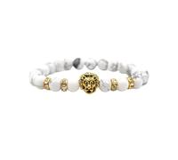 aninu Bracelet Lion & GPS Live Tracking + application - Bracelets de couple pour homme et femme - Bracelet d'amitié comme cadeau pour homme et ami - Bracelet de perles (or blanc)