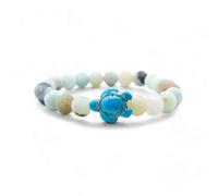 aninu Bracelet Tortue avec App de Suivi - Adoption Symbolique Tortue de Mer, Bracelet Pierre Naturelle Élastique comme Bracelet Amitié Porte-Bonheur Cadeau Femme Homme Enfant