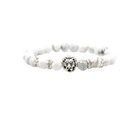 aninu Löwen Bracelet & GPS Live Tracking + application - Bracelets de couple pour homme et femme - Bracelet d'amitié comme cadeau pour homme et ami, bracelet à perles (blanc argenté)